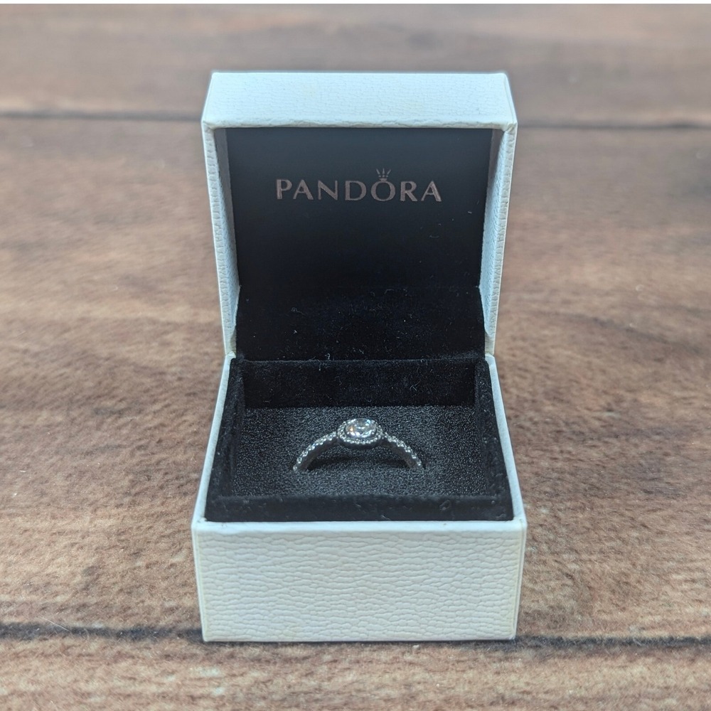 Pandora Silver Ring with Sparkling Stone
